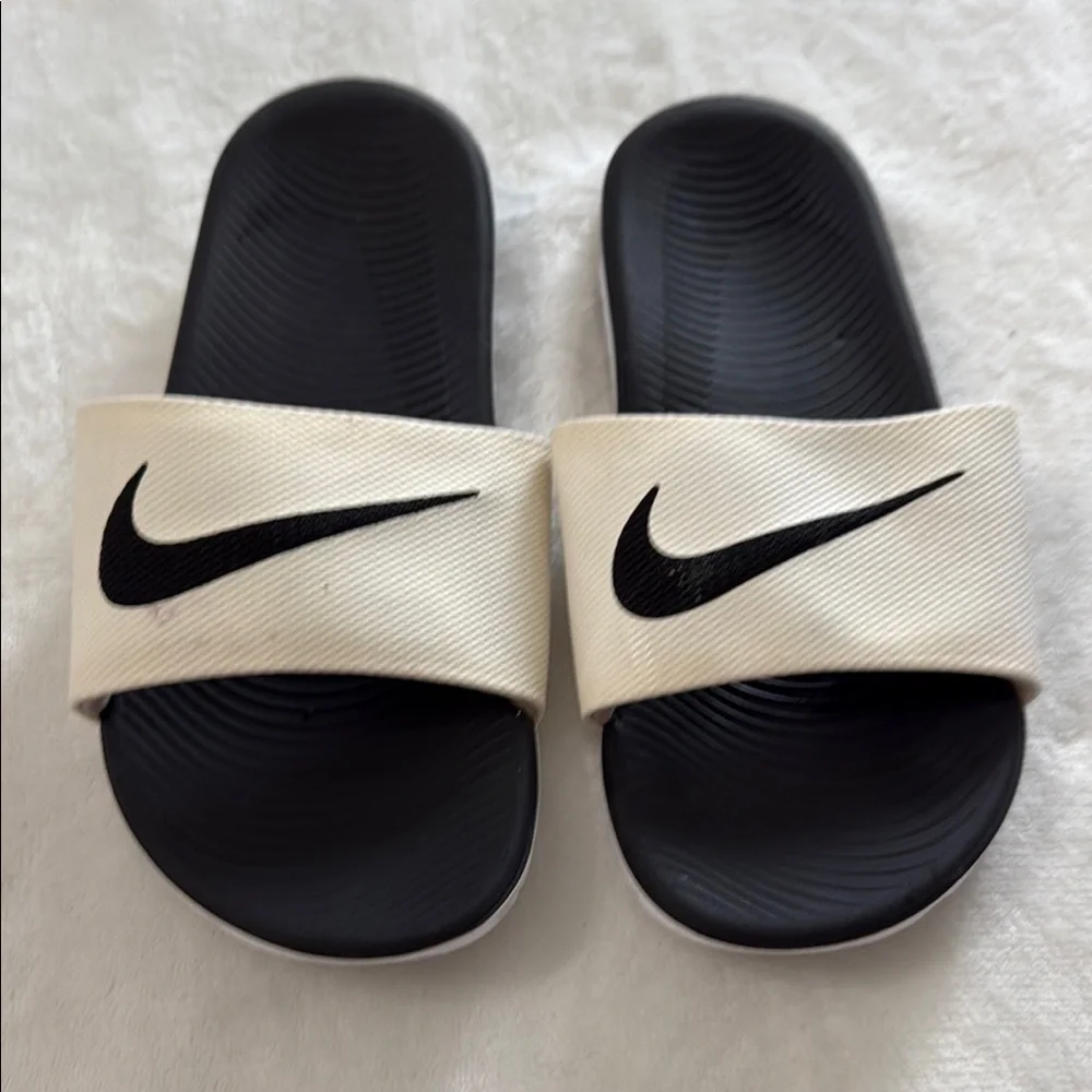 Nike Black and White Slide Sandals